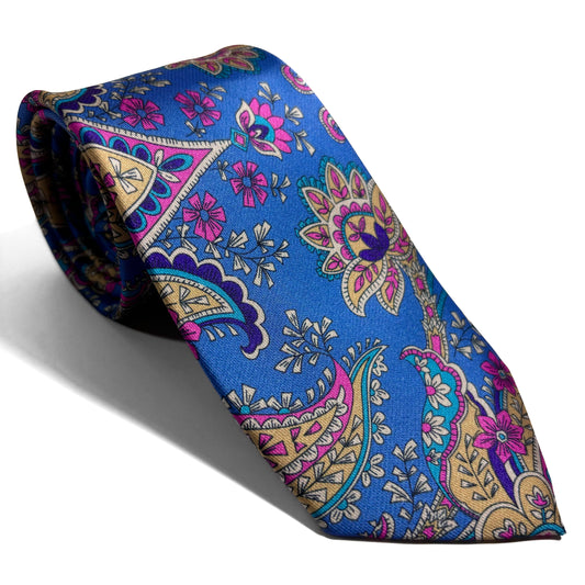 Light Blue Floral Paisley Printed Tie