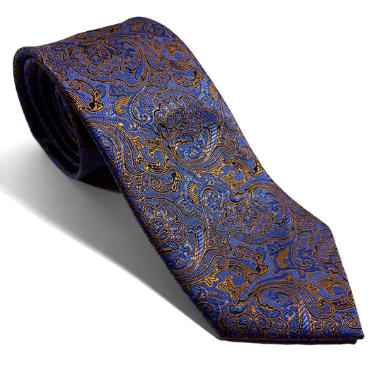 Light Blue & Gold Paisley Jacquard Tie