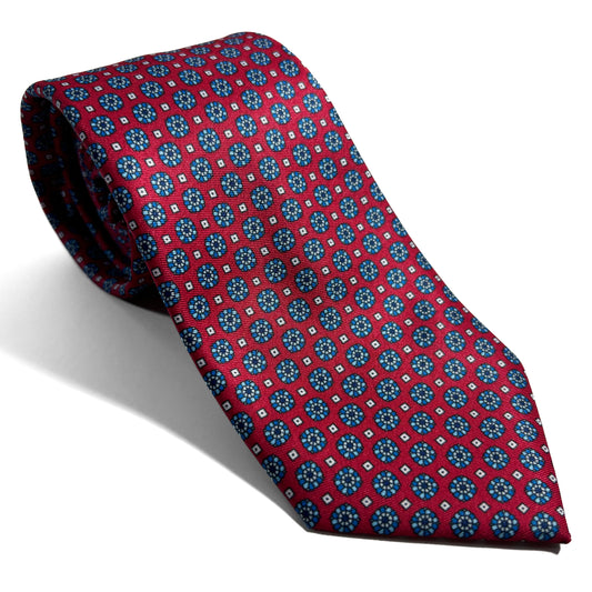 Red & Blue Floral Printed Tie