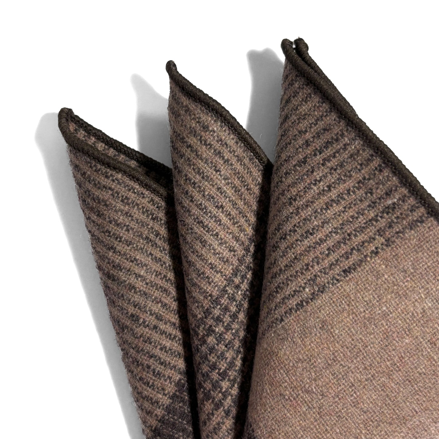 Brown Plaid Wool Pocket Square