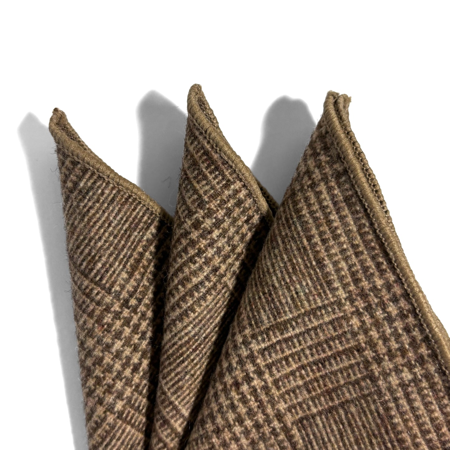 Light Brown Glen Check Wool Pocket Square