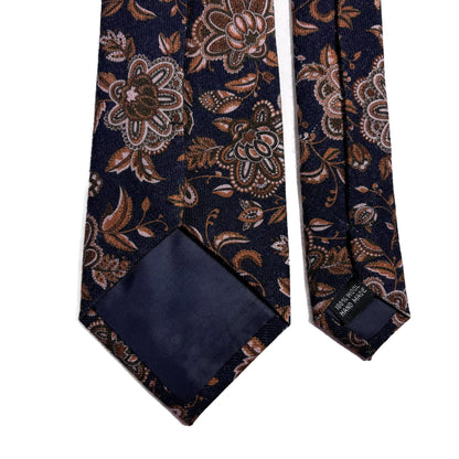 Navy Blue Floral Wool Tie