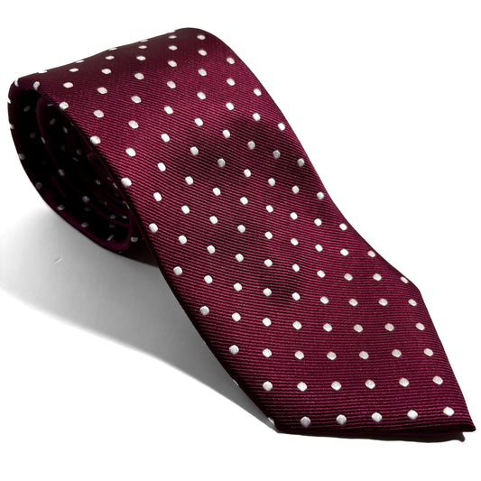 Burgundy Polka Dot Jacquard Tie