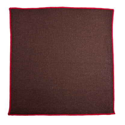 Brown & Red Linen/Cotton Pocket Square