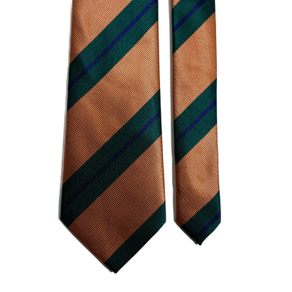 Burnt Orange & Green Striped Repp Tie