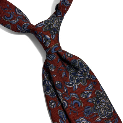 Rust Brown Floral Wool Tie