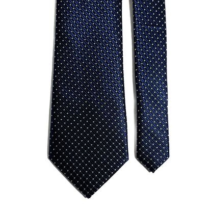Navy Blue Micro-Geometric Dot Jacquard Tie