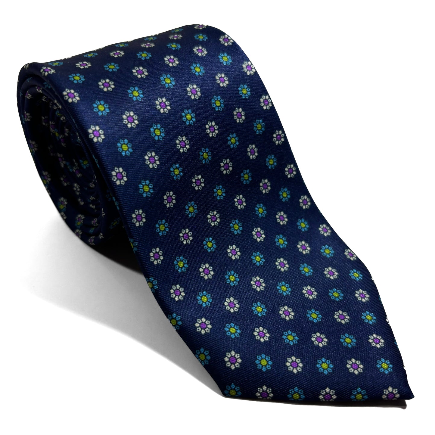 Navy Blue Floral Neats Printed Tie