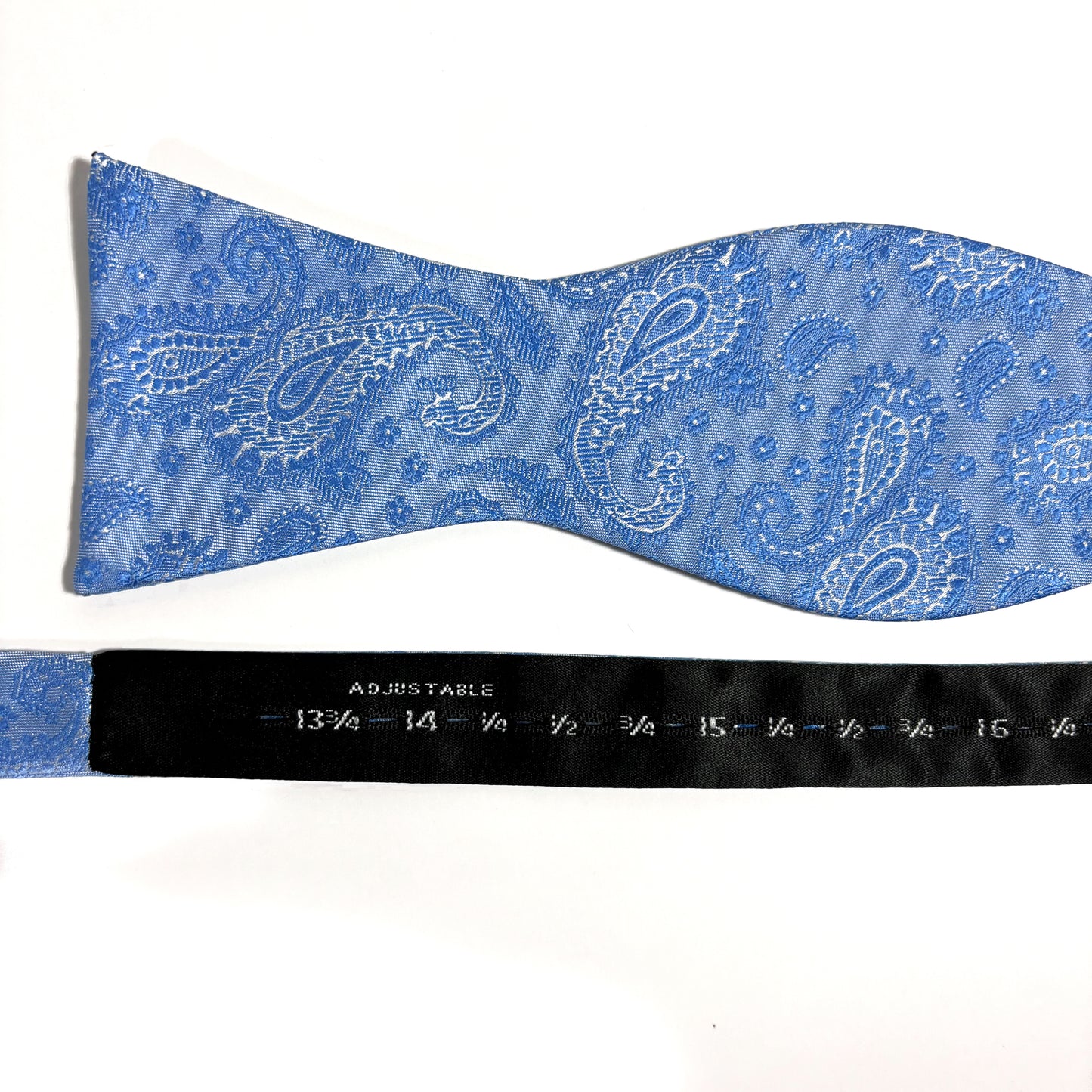 Self-Tie Light Blue Paisley Silk Bow Tie