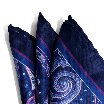 Navy Blue & Purple Paisley Pocket Square