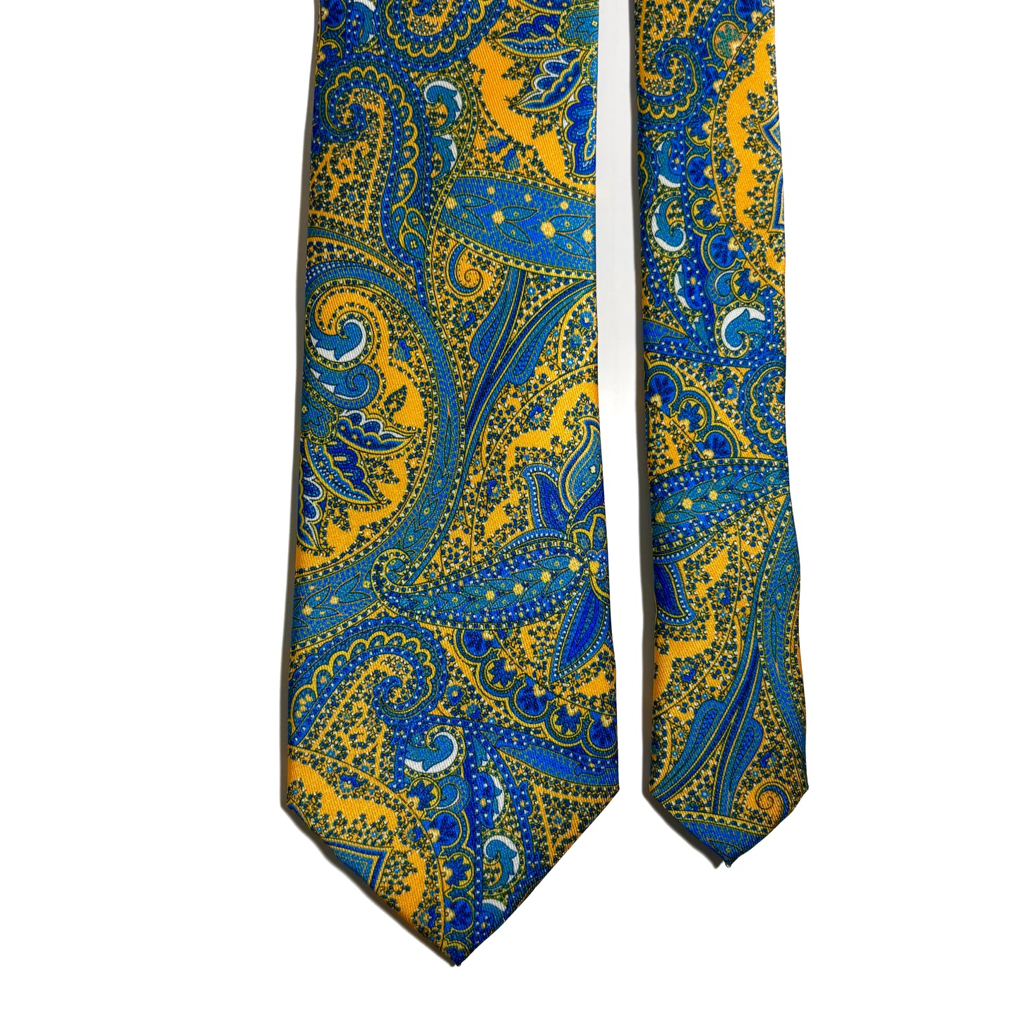 Yellow & Blue Large Paisley Printed Tie