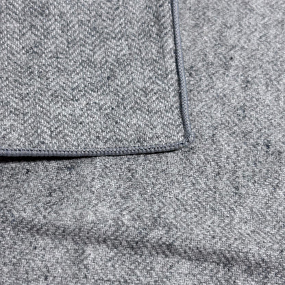 Light Gray Herringbone Wool Pocket Square