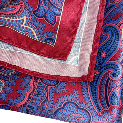 Red & Blue Paisley Pocket Square