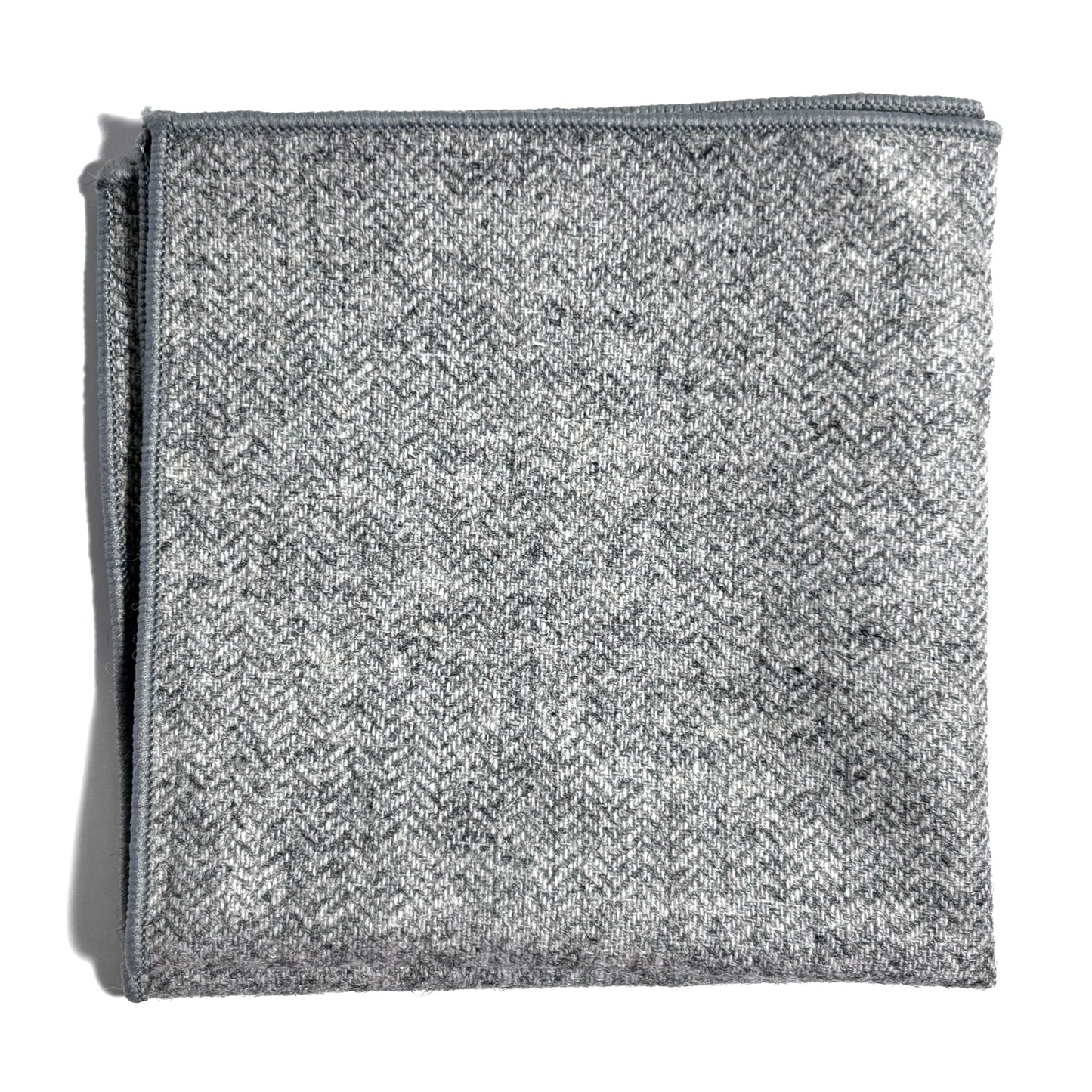 Light Gray Herringbone Wool Pocket Square