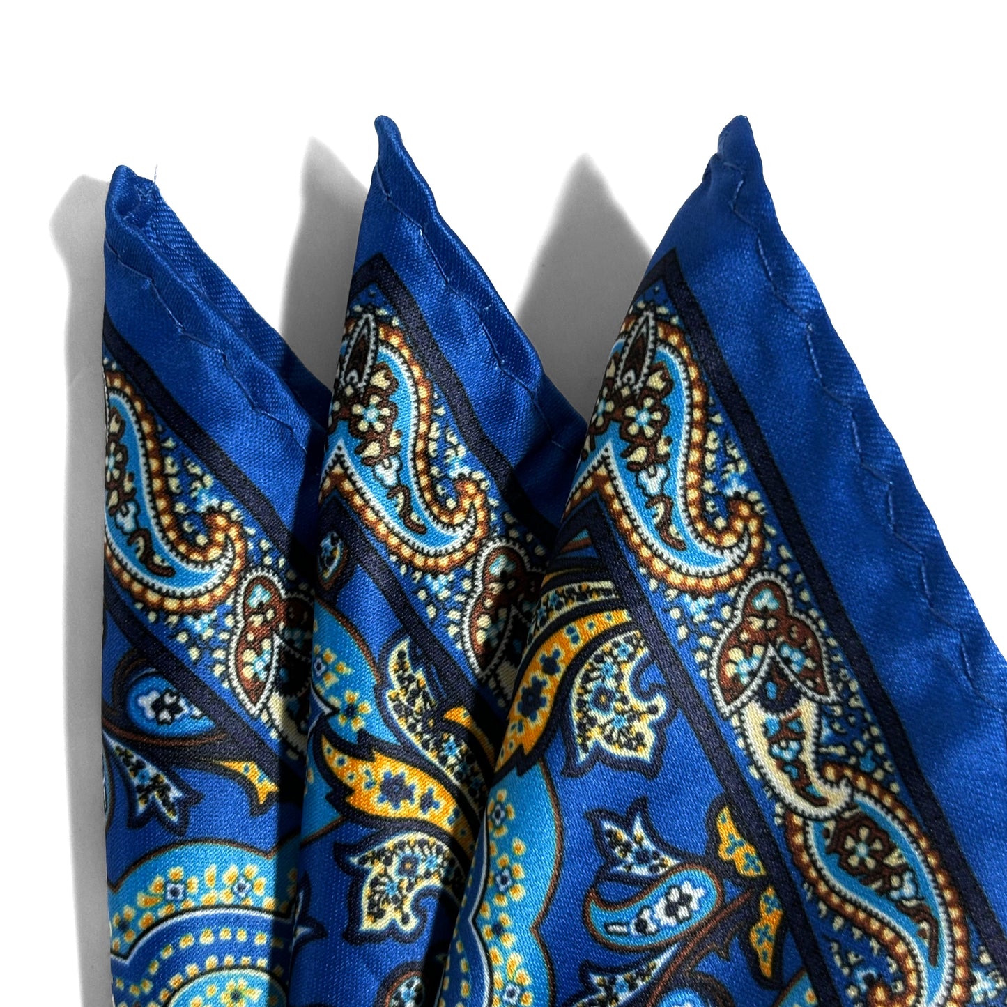 Royal Blue & Gold Paisley Pocket Square