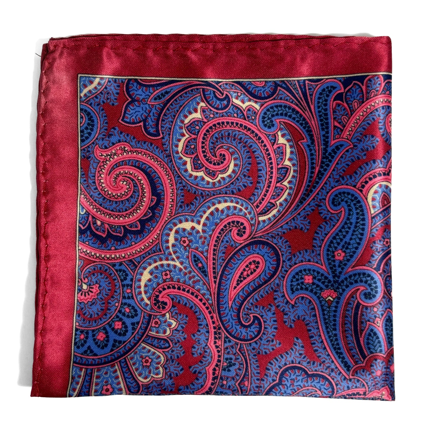 Red & Blue Paisley Pocket Square