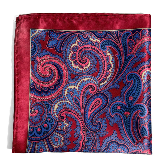 Red & Blue Paisley Pocket Square