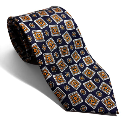 Navy Blue Falling Blocks Silk Tie