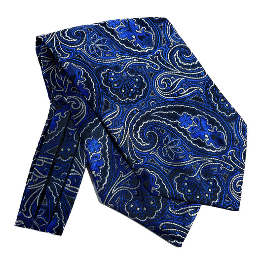 Royal Blue Paisley Jacquard Cravat/Ascot