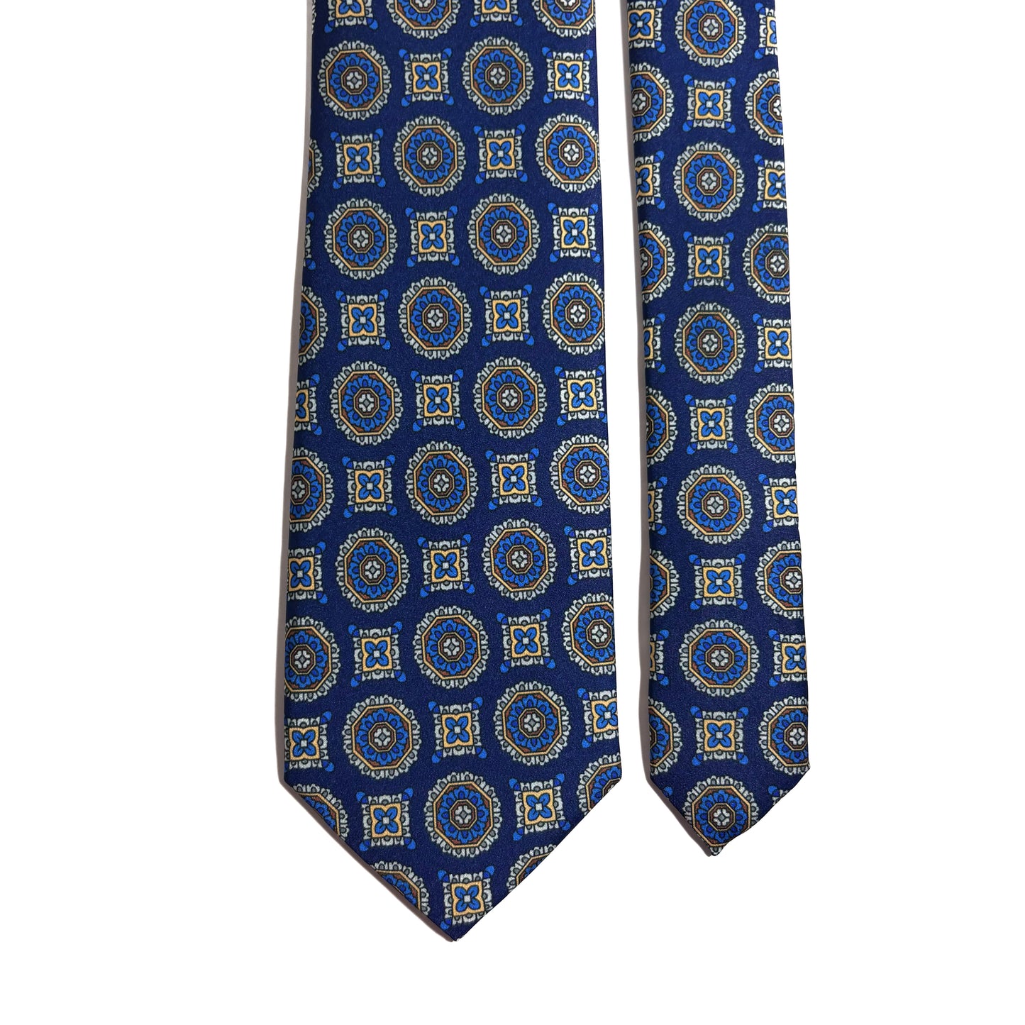 Navy Blue Medallion Printed Tie