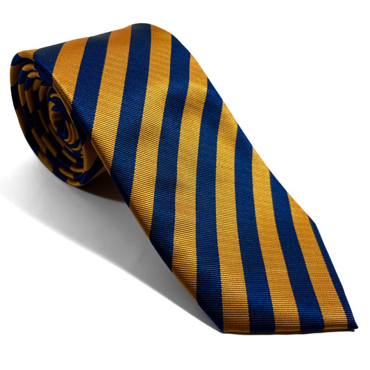 Navy Blue & Gold Striped Repp Tie