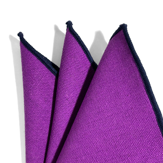 Purple & Black Linen/Cotton Pocket Square