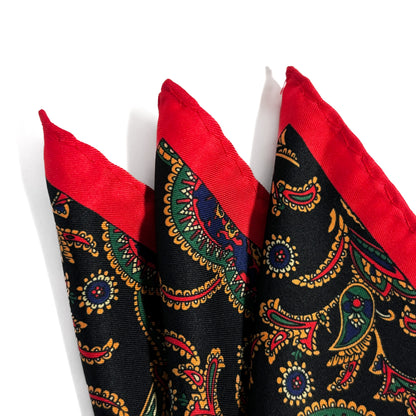 Black & Red Paisley Pocket Square