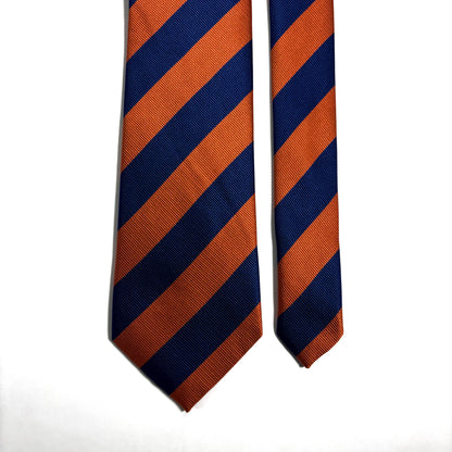 Navy Blue & Orange Striped Repp Tie