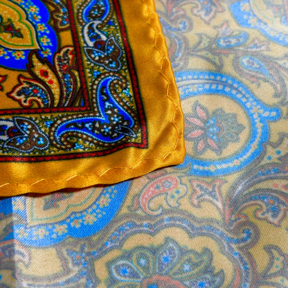 Yellow & Blue Paisley Pocket Square