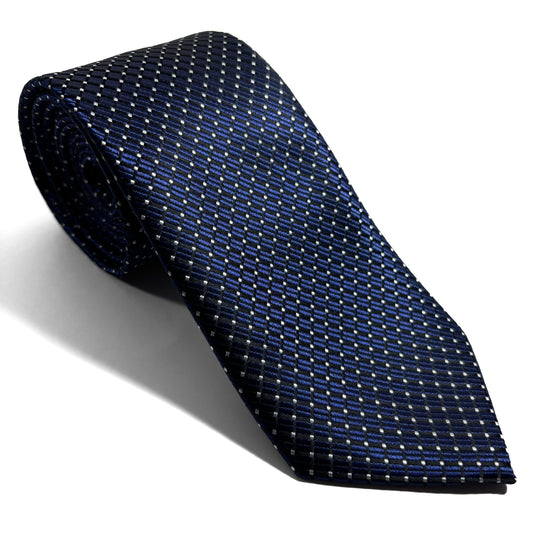 Navy Blue Micro-Geometric Dot Jacquard Tie