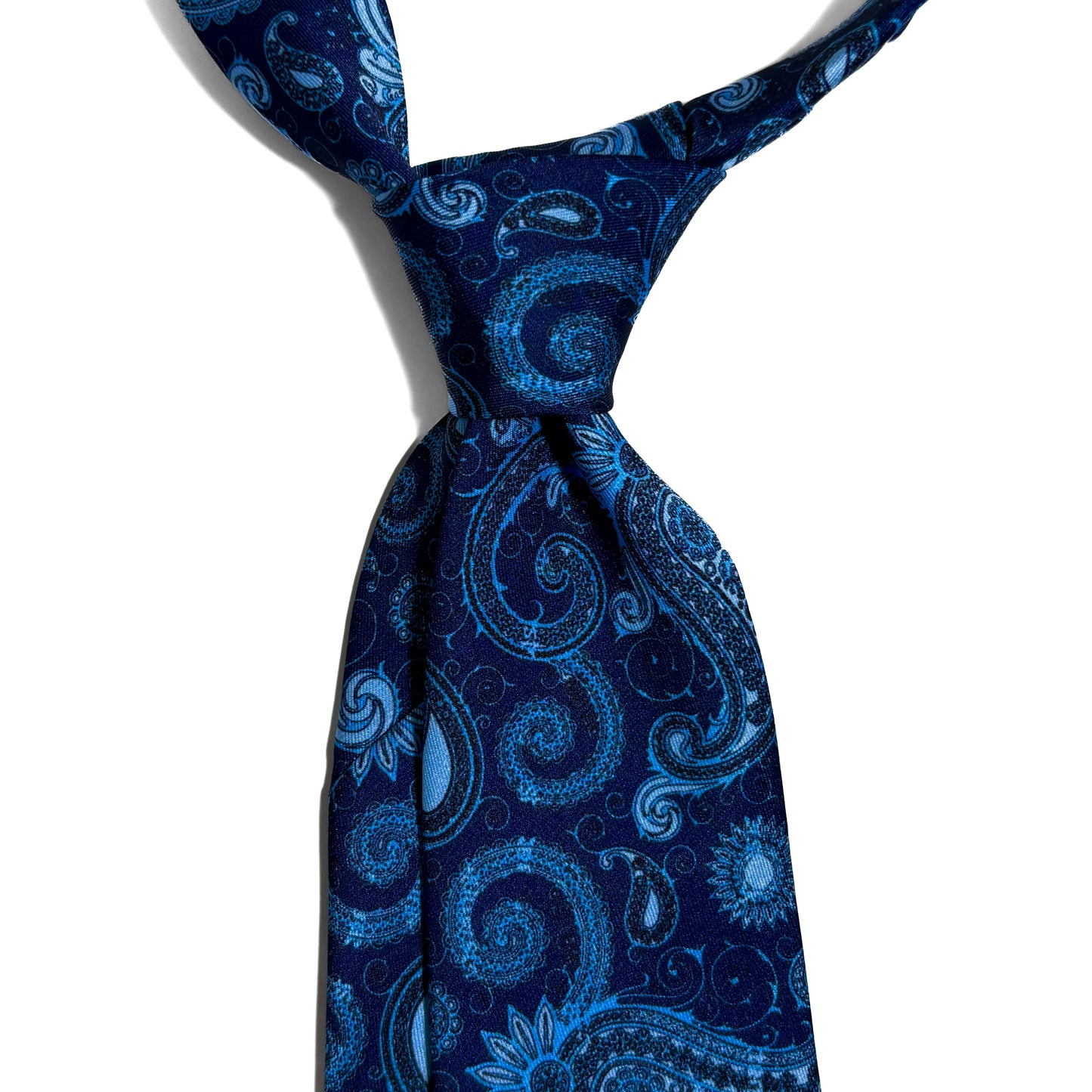 Deep Sea Blue Paisley Printed Tie