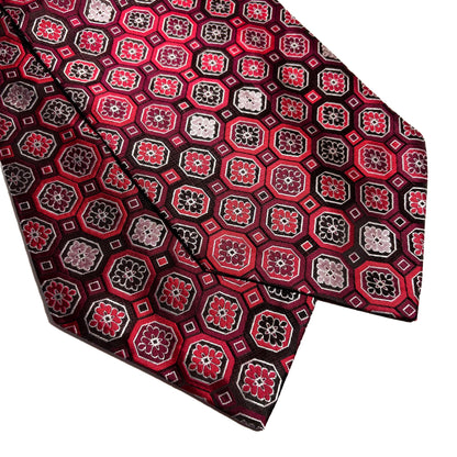 Burgundy Geometric Jacquard Cravat/Ascot