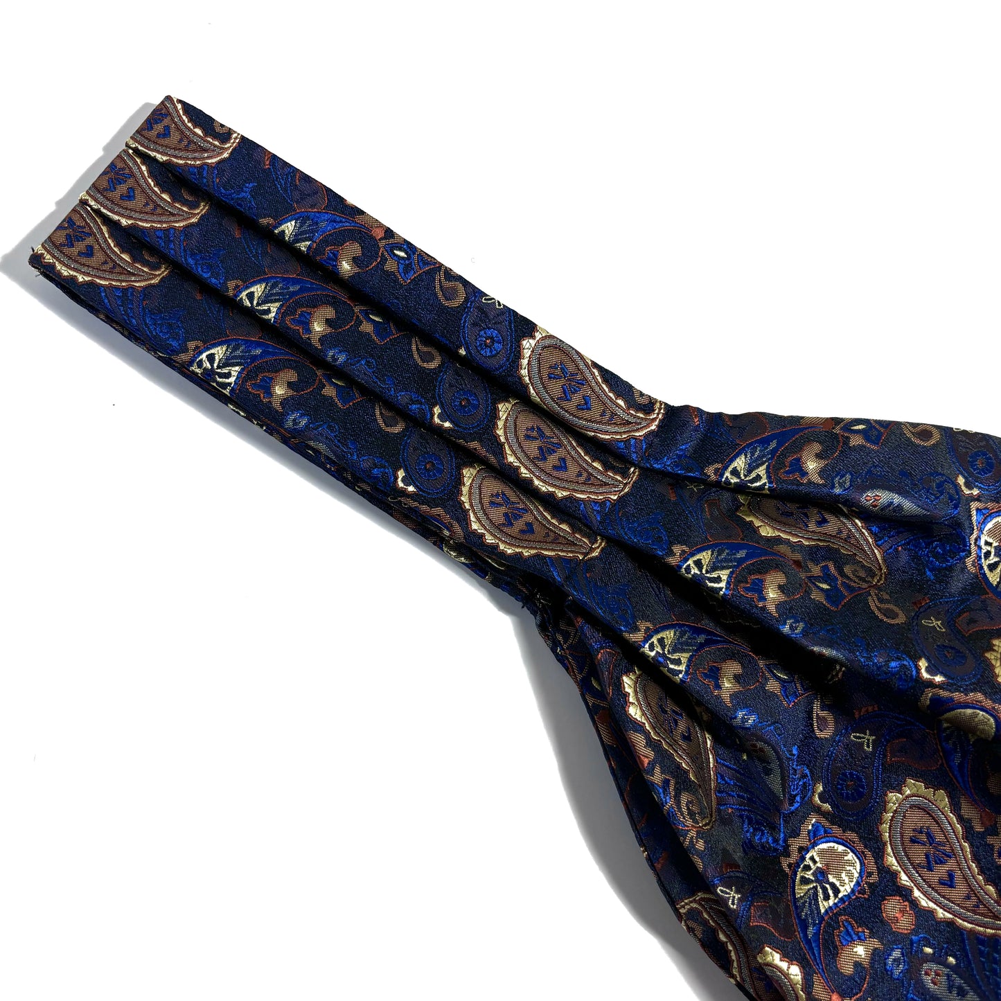 Navy Blue & Gold Paisley Jacquard Cravat/Ascot