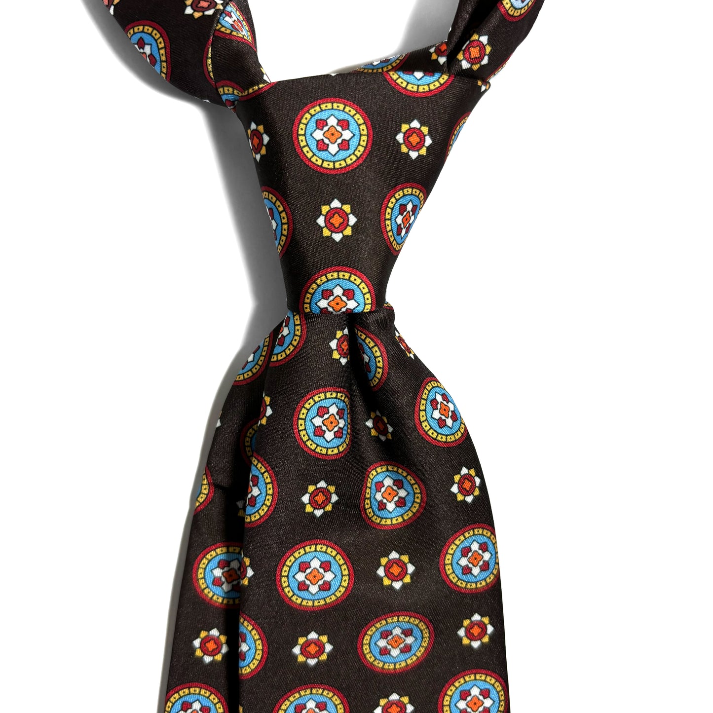 Brown Floral Medallion Printed Tie
