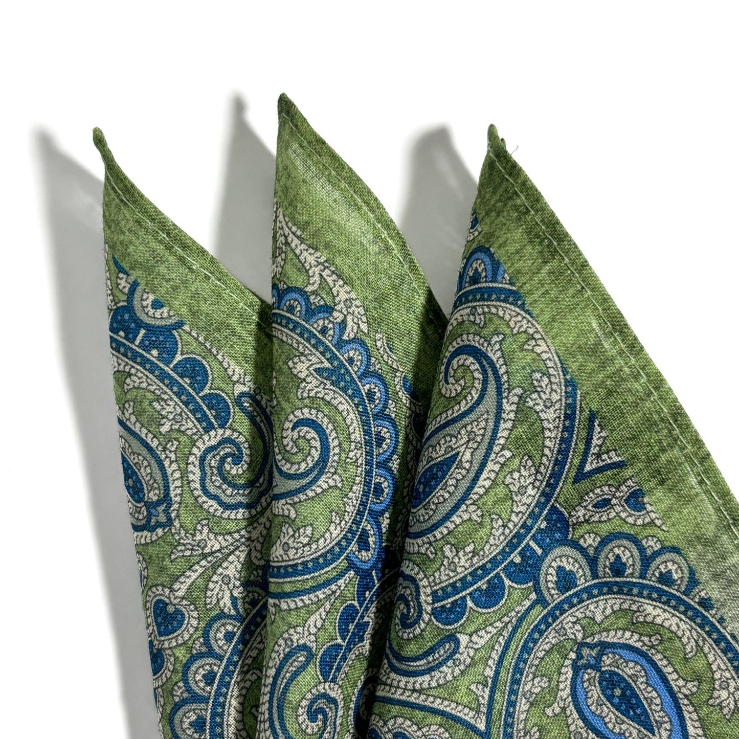 Sage Green Paisley Ramie Pocket Square