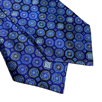 Royal Blue Geometric Jacquard Cravat/Ascot