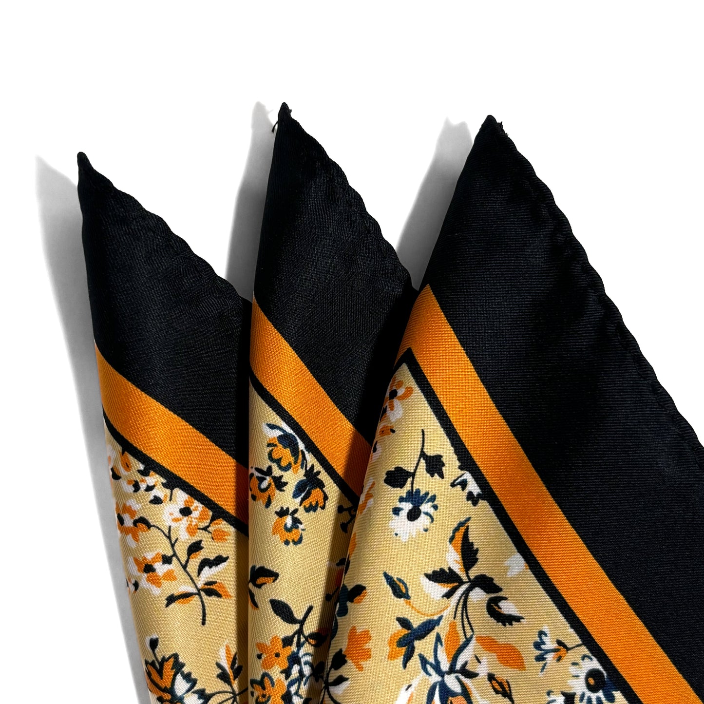 Black & Yellow Floral Pocket Square