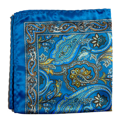 Aqua & Blue Paisley Pocket Square