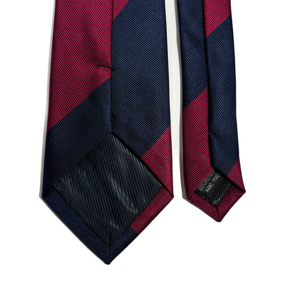 Burgundy & Navy Blue Block Striped Repp Tie