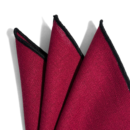 Burgundy & Black Linen/Cotton Pocket Square