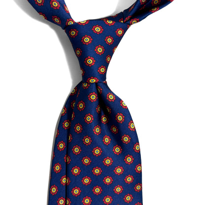 Navy Blue Floral Neats Printed Tie
