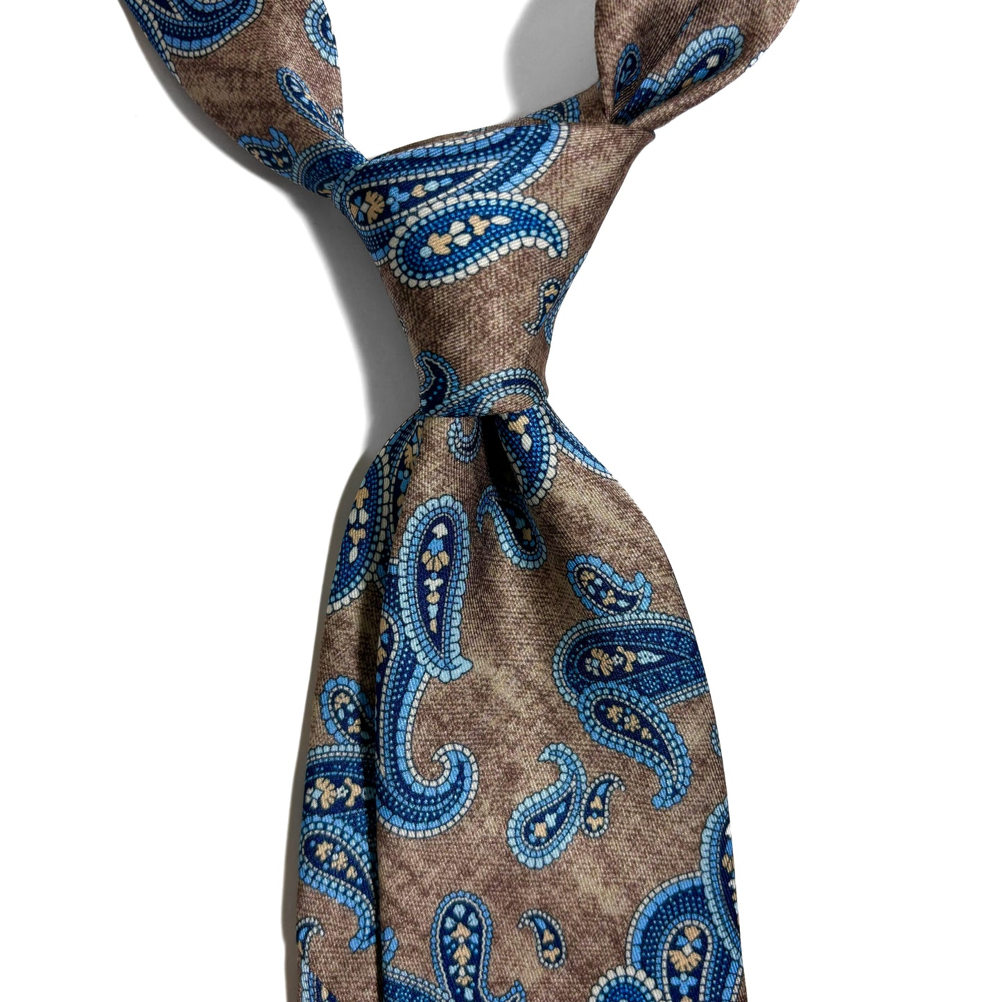 Brown & Blue Paisley Printed Tie