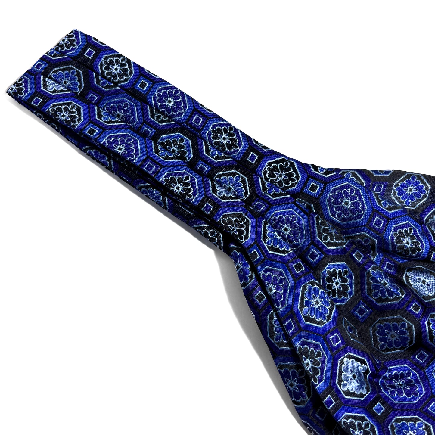 Royal Blue Geometric Jacquard Cravat/Ascot