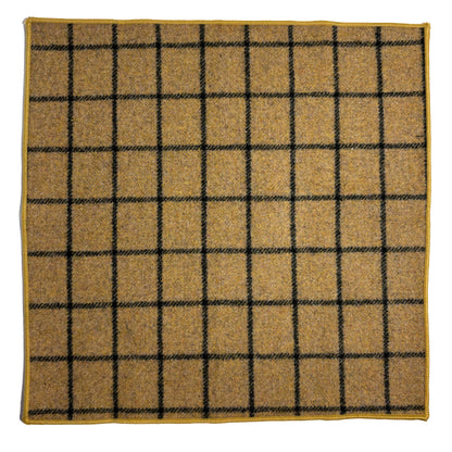 Mustard Yellow Windowpane Wool Pocket Square