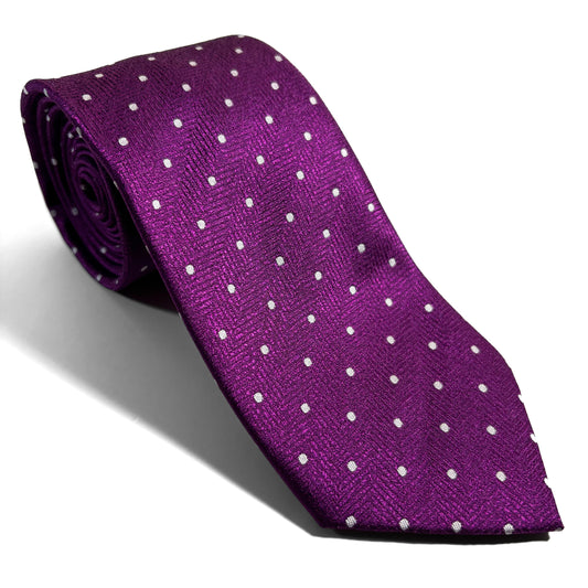 Magenta Herringbone Polka Dot Jacquard Tie