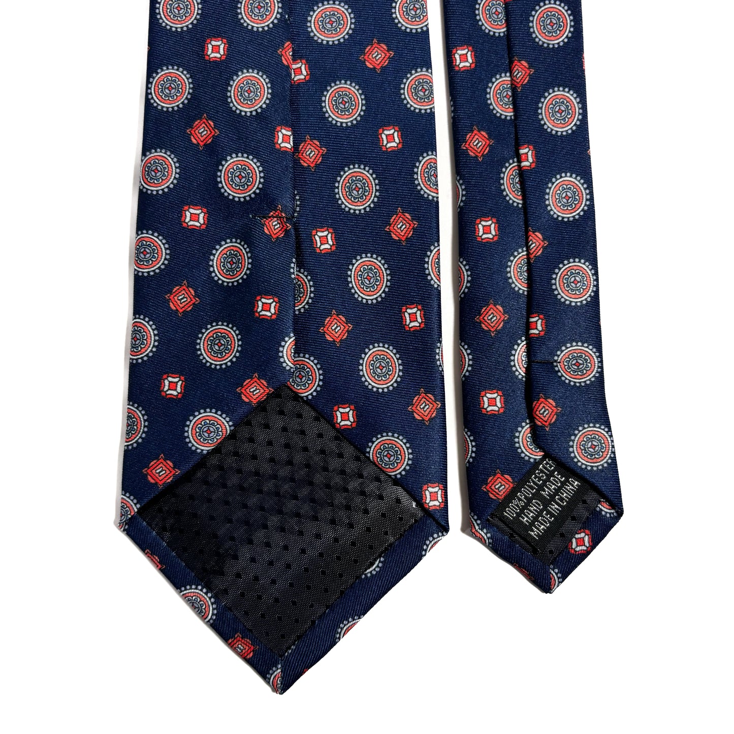 Navy Blue & Orange Medallion Printed Tie