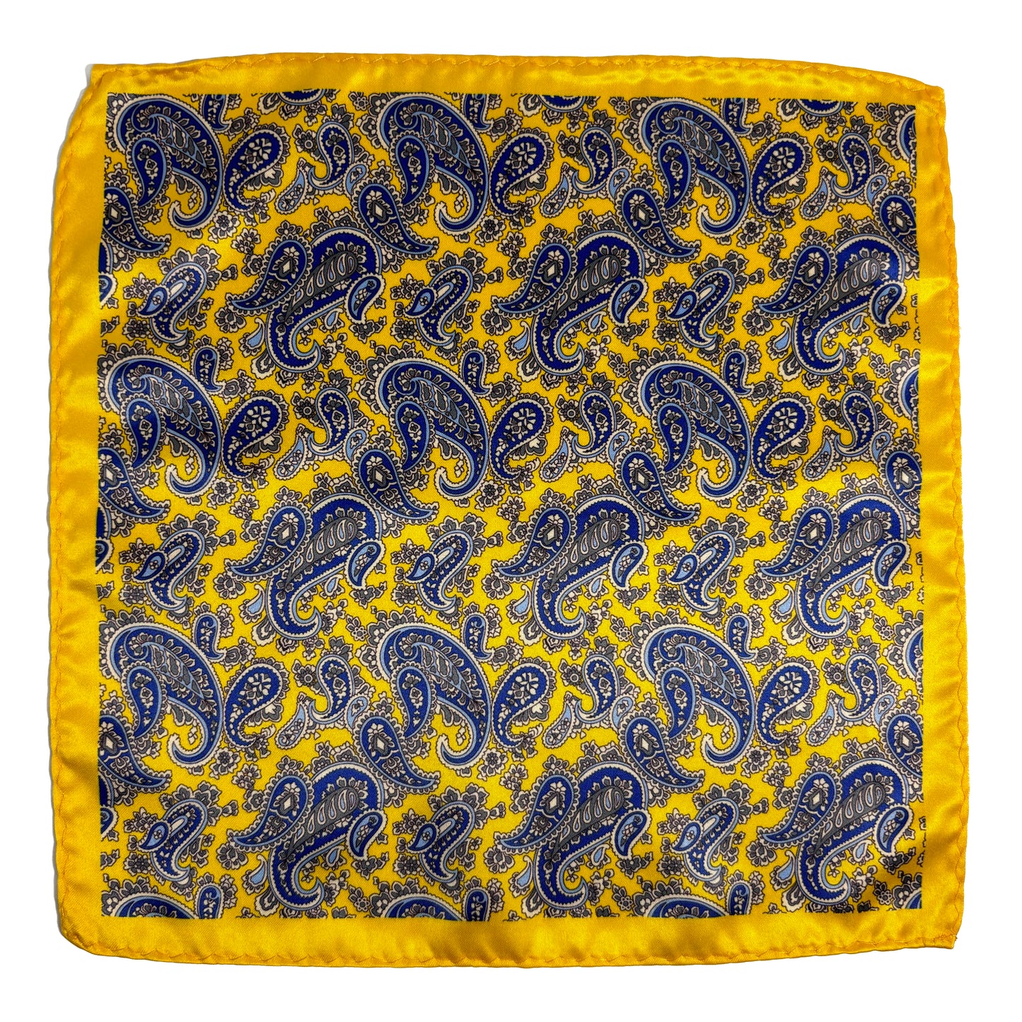 Yellow & Royal Blue Paisley Pocket Square