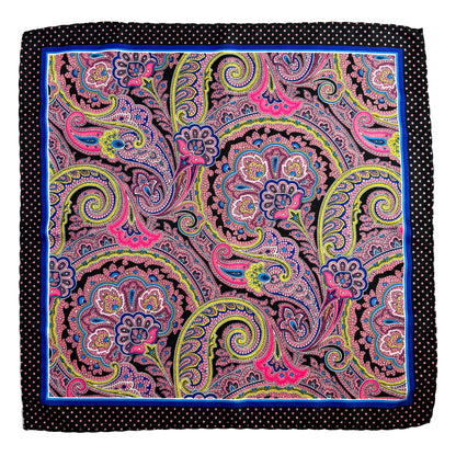 Navy Blue & Pink Paisley Dot Pocket Square