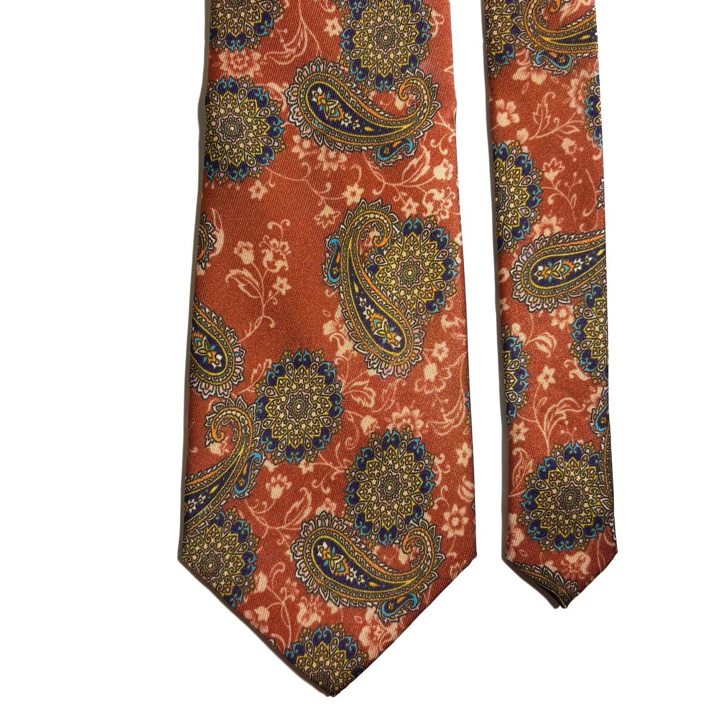 Wide Burnt Orange Paisley Printed Tie