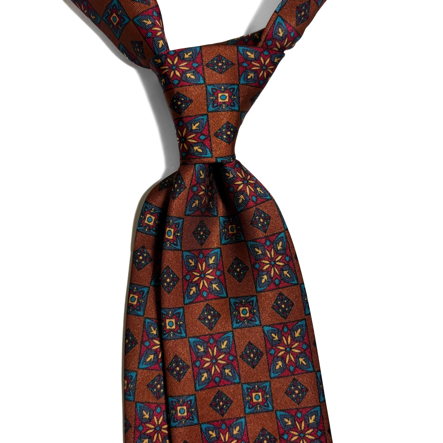 Wide Brown Large Geometric Printed Tie